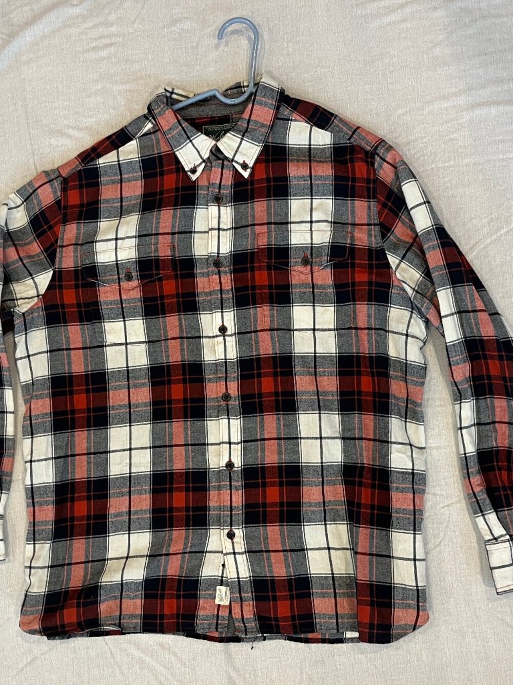 Woolrich Wool Button Shirt Jacket Red Black Plaid Washable Men’s XL Mens Hommes